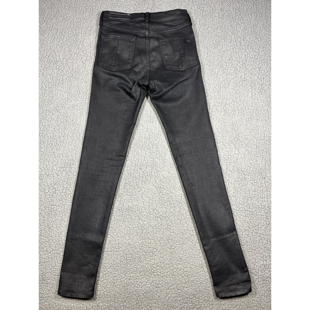 Rag & Bone Jeans Womens 27 Shiny Black High Rise Skinny Denim Stretch Coated - Picture 3 of 16